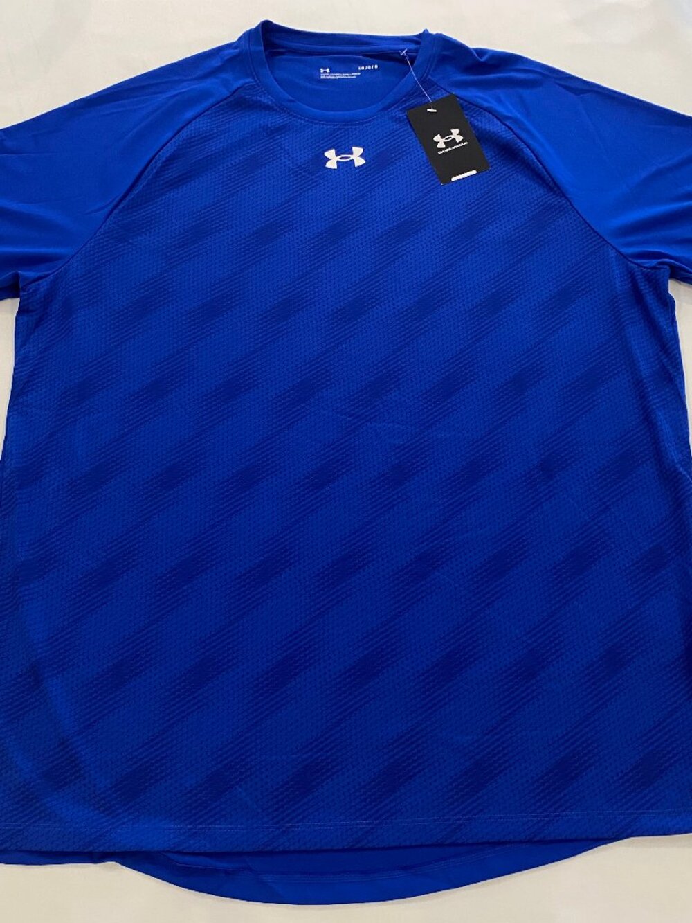 UNDER ARMOUR Men's SS Patterned Activewear Shirt - NWT - Large L Royal Blue